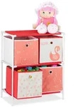 Kinderregal Mit 4 Boxen, Spielzeug, M&auml;dchen, Schwan-design, Regal Kinderzimmer, Hbt: