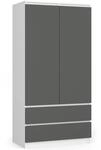 Kleiderschrank Akord S90 Wei&szlig; 90 Cm 2 T&uuml;ren 2 Schubladen 4 Ebenen Front...