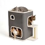 Relaxdays Katzenhaus 2-st&ouml;ckig, Katzenh&ouml;hle Mit Ball & Kratzbaum, Hxbxt:...