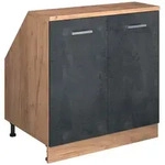 Dachschr&auml;genschrank Rion, Schwarz Beton, 80 X 81.6 Cm Mit 2 T&uuml;ren,...