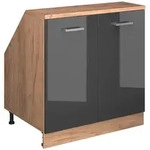 Dachschr&auml;genschrank Rion, Anthrazit Hochglanz, 80 X 81.6 Cm Mit 2 T&uuml;ren,