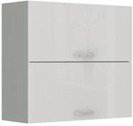 K&uuml;chen Preisbombe - K&uuml;che H&auml;ngeschrank 80 Bianca Wei&szlig; Hochglanz + Grau