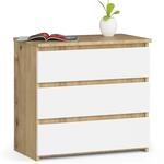 Akord - Nachttisch Cl3 In Der Farbe Eiche Artisan Mit 3 Schubladen Front Wei&szlig;...