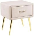 Nachttisch Hellbeige Samt 38 X 46 X 49 Cm Mit Metallgestell Gold 1 Schublade