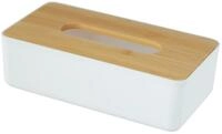 Kosmetiktuchbox Rotello Wei&szlig;, Deckel Aus Bambus, Wei&szlig;, Polypropylen Wei&szlig;, Bambus