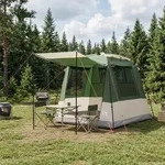 Vidaxl Party Tent 4-person Green 185t Polyester With Pu Coating