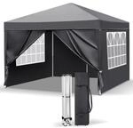 Faltpavillon 3x3m Mit 4 Seitenteilen, H&ouml;henverstellbar, Wasserdicht, Uv-schutz 50+