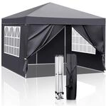 Faltpavillon 3x3m Grau, Wasserdicht, Uv-schutz 50+, 4 Seitenteile