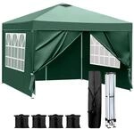 Faltpavillon 3x3m Wasserdicht, H&ouml;henverstellbar, Uv-schutz 50+, Mit 4 Seitenw&auml;nden