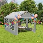 Partyzelt 3x4m Grau Mit Fenstern, Wasserdicht, Uv-schutz, Stahlrahmen