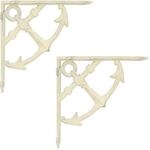 Wandregalhalterungen 2 Stk. Antik Wei&szlig; 21 X 21 X 3,5 Cm Stahl Vidaxl
