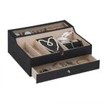 Relaxdays Schmuckk&auml;stchen, Lederoptik, Samt, Schmuckkasten F&uuml;r Damen & Herren, Hbt: