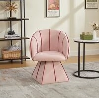 Okwish Drehstuhl Aus Rosa Chenille Mit Hoher R&uuml;ckenlehne Und Armlehnen, 56 X 54 X