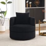 360&deg; Drehbarer Sessel Aus Schwarzem Cord Mit Gepolsterten Armlehnen Und...