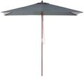 Sonnenschirm Dunkelgrau Polyester/birkenholz 195 X 144 X 244 Cm Terrasse Balkon