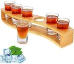 Schnapsgl&auml;ser-set Mit 6 Gl&auml;sern Und Holztablett 30ml F&uuml;r Lik&ouml;r, Tequila,...