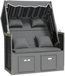 Strandkorb Mit Kissen Poly Rattan Massivholz Anthrazit Schwarz Vidaxl