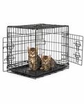 Lionto Transportk&auml;fig F&uuml;r Katzen Aus Metall, Stabil & Klappbar Mit Trennwand &