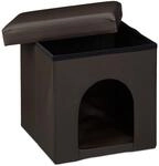 2 Tlg Set Home Sweet Hund Deluxe Xl, Hundebox Braun, Sitzhocker Mit Tierh&ouml;hle,