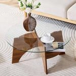 Runder Couchtisch Aus Geh&auml;rtetem Glas &Oslash; 80 Cm Mit F&auml;cherf&ouml;rmigem Gestell Und