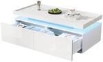 Couchtisch Mit 2 Schubladen Und Led, App-steuerung, Tablettplatte Mit Kanten,...