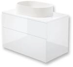 Waschbeckenschrank Wei&szlig; 80 Cm Mit Granitwaschbecken Und Soft-close-system