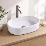 Relaxdays Aufsatzwaschbecken, Hbt: 14,5x55x34 Cm, Ohne Hahnloch, Ohne &Uuml;berlauf,