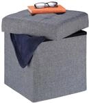 Relaxdays Sitzhocker Mit Stauraum, Faltbar, Weich Gepolstert, Gesteppt, Stoff,