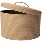 Gewebter W&auml;schekorb Mit Deckel 32l, Baumwollseil, Faltbar, 40x25cm