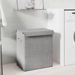 Faltbarer W&auml;schekorb Grau 51x34,5x59 Cm Leinenimitat Stoff Vidaxl