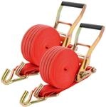 2x Spanngurte Mit Ratsche 6m, 2000kg Bruchlast, Haken F&uuml;r Ankerschienen