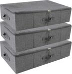 Unterbett-aufbewahrungsboxen 3er Set, Faltbar, Mit Rei&szlig;verschluss, 70x40x18cm, Grau