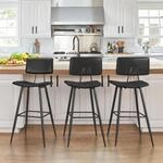 Barhocker 3er Set Mit Fu&szlig;st&uuml;tze, Sitzh&ouml;he 63cm, Schwarz