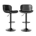 Barhocker 2er Set, H&ouml;henverstellbar, Drehbar, Kunstleder, Schwarz