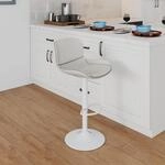 Barhocker H&ouml;henverstellbar Mit R&uuml;ckenlehne, 360&deg; Drehbar, Kunstleder, Wei&szlig;