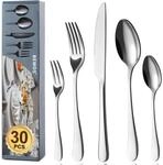 30-teiliges Besteckset F&uuml;r 6 Personen, Edelstahl, Sp&uuml;lmaschinenfest, Silber,