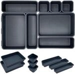 8tlg Schubladen Organizer Grau, Flexibel Kombinierbar, F&uuml;r K&uuml;che & B&uuml;ro