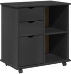 Vidaxl Rolling Cabinet 63.5 X 39 X 65.5 Cm Solid Pine Wood Grey