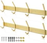 2x Kleiderhakenleiste Edelstahl Gold 4 Haken Rostfrei Bis 30kg Schwerlast