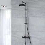 Kronenbach Lima 2.0 Black Duschsystem Mit Thermostat, Kopfbrause &Oslash; 22,5 Cm