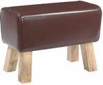 Bank 60 X 30 X 45 Cm Echtes Leder Dunkelbraun Vidaxl