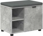Flurbank Mit Kissen Mit Regal Mit T&uuml;r Betongrau 60 X 38 X 46 Cm Vidaxl