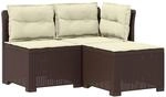 3-sitzer Garten Sofa Mit Kissen Rattan-look 3-sitzer Pp Braun Vidaxl