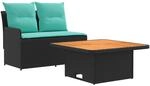 Vidaxl Garden Armrest Sofa With Liftup Table 2 Piece Pe Rattan