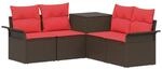 Sofa Set 5 Stk. Braun Und Rot 187,5 X 187,5 X 85 Cm Vidaxl