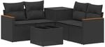 Sofa Set 6 Stk. Schwarz 55 X 55 X 37 Cm Polyrattan Und Stahl Vidaxl