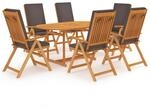 7-tlg. Garten-essgruppe Mit Grauen Kissen Massivholz Teak Vidaxl