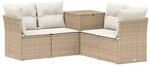 Sofa Set 5 Stk. Beige Und Cremewei&szlig; Polyrattan Und Stahl Vidaxl