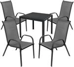 Mojawo - Gartengarnitur 5-teilig 80x80cm Anthrazit/schwarz