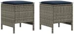 Vidaxl 2 Pcs Garden Footstool Pe Rattan Grey And Navy Blue